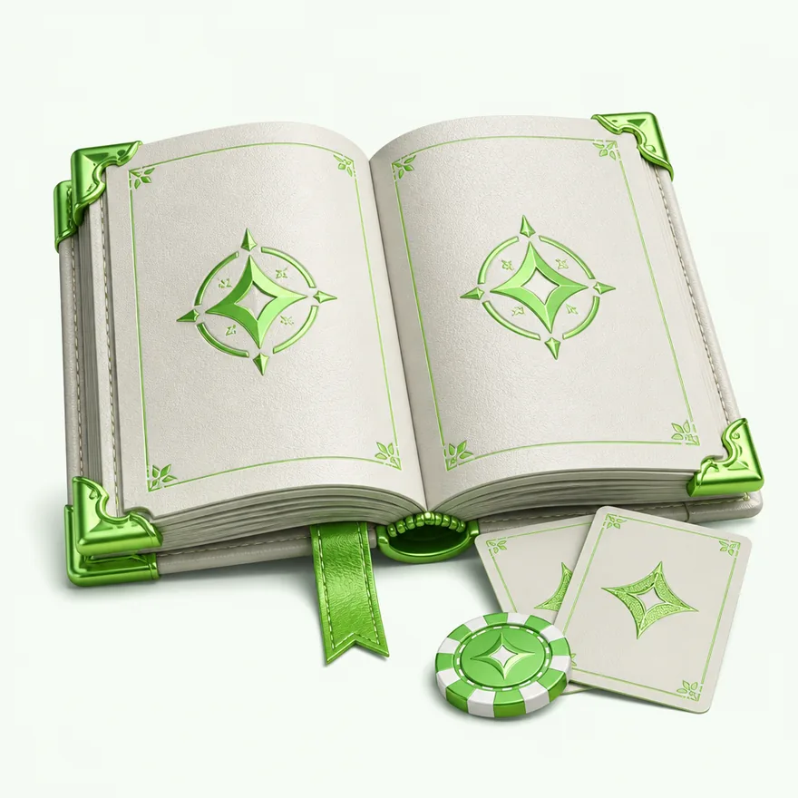 Open rulebook with cards — Candyland Casino