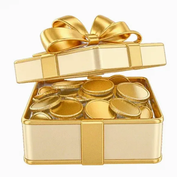 Gift box with coins — Candyland Casino