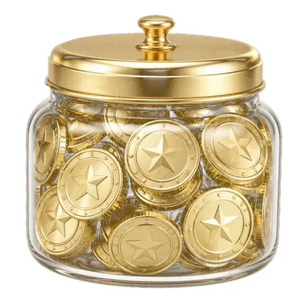 Coin-filled jar — Candyland Casino